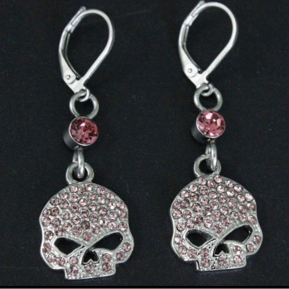 Skull Rhinestone Earrings - Picture 3 of 3